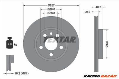 TEXTAR 92088003 - féktárcsa CITROËN FIAT PEUGEOT