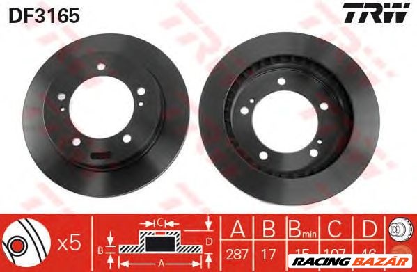 TRW DF3165 - féktárcsa GEO SUZUKI 1. kép