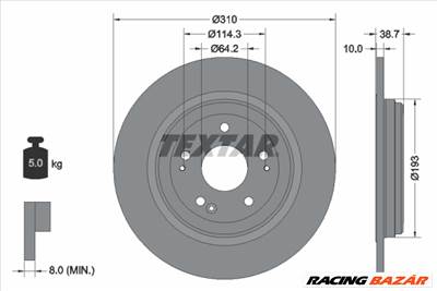 TEXTAR 92306103 - féktárcsa HONDA HONDA (DONGFENG) HONDA (GAC)