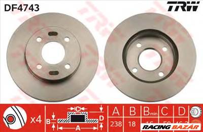 TRW DF4743 - féktárcsa NISSAN