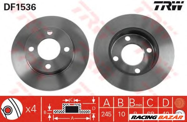 TRW DF1536 - féktárcsa AUDI 1. kép