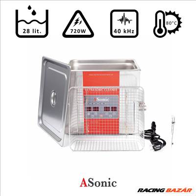 ASonic Ultrahangos mosó 28l gáztalanítóval, 40kHz, 80°C - PRO-300-40HD