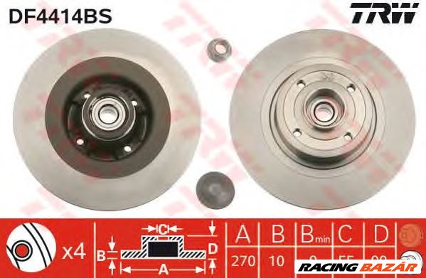 TRW DF4414BS - féktárcsa RENAULT 1. kép