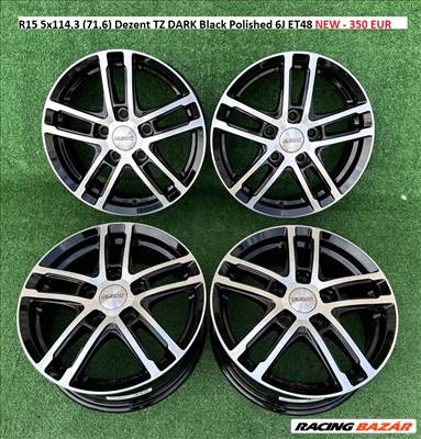 R15 5x114,3 (71,6) Dezent TZ DARK Black Polished 6J ET48 NEW - 350 EUR