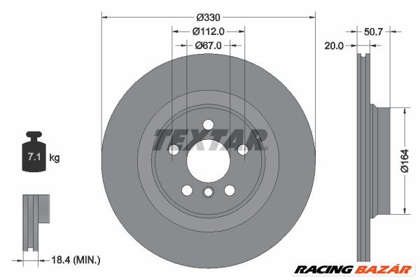 TEXTAR 92306805 - féktárcsa BMW MINI 1. kép