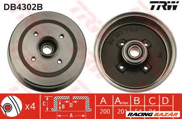 TRW DB4302B - fékdob OPEL VAUXHALL 1. kép