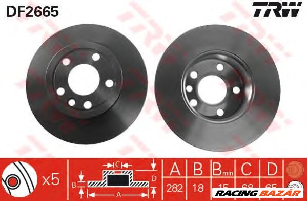 TRW DF2665 - féktárcsa VW 1. kép