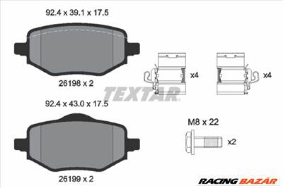 TEXTAR 2619801 - fékbetétkészlet, tárcsafék CITROËN DS JEEP OPEL PEUGEOT VAUXHALL