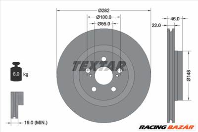 TEXTAR 92333503 - féktárcsa TOYOTA