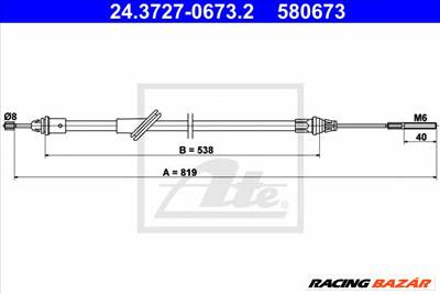 ATE 24.3727-0673.2 - Kézifék bowden FORD