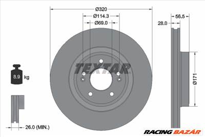 TEXTAR 92323605 - féktárcsa GENESIS KIA