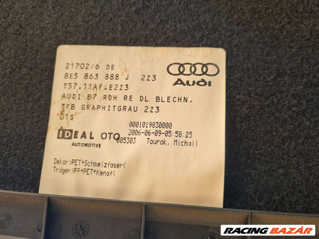 Audi A4 (B6/B7) Sedan jobb oldali csomagtér kárpit 8e5 863 888 J 2. kép