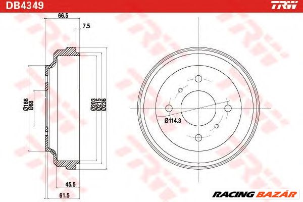 TRW DB4349 - fékdob NISSAN 1. kép