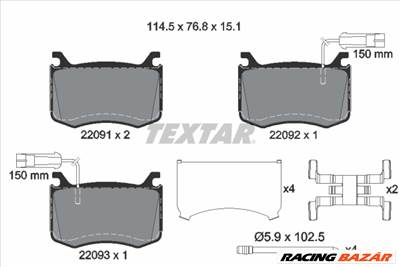 TEXTAR 2209101 - fékbetétkészlet, tárcsafék ALFA ROMEO