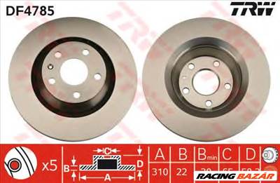 TRW DF4785 - féktárcsa AUDI