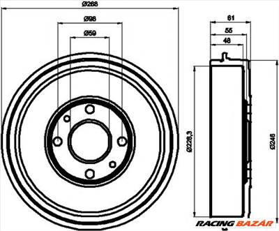 TEXTAR 94014000 - fékdob ALFA ROMEO CADILLAC FIAT LANCIA PEUGEOT