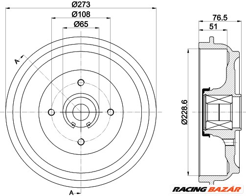 TEXTAR 94037900 - fékdob CITROËN DS PEUGEOT PEUGEOT (DF-PSA) 1. kép