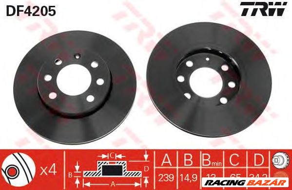 TRW DF4205 - féktárcsa AUDI VW 1. kép