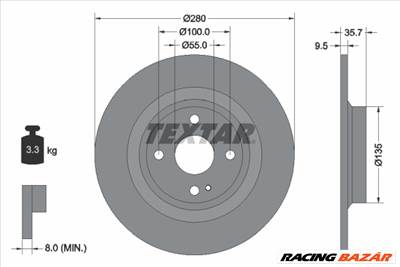 TEXTAR 92320003 - féktárcsa ABARTH FIAT MAZDA