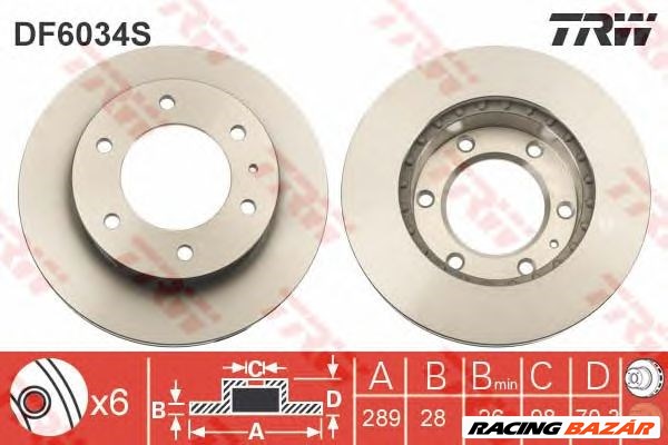 TRW DF6034S - féktárcsa FORD FORD AUSTRALIA MAZDA 1. kép