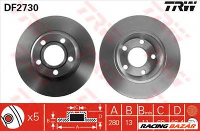 TRW DF2730 - féktárcsa AUDI