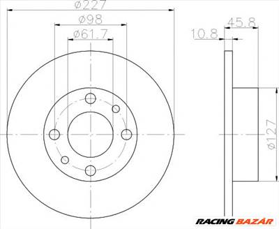 TEXTAR 92019300 - féktárcsa AUTOBIANCHI BERTONE FIAT FORD OTOSAN FSO INNOCENTI LANCIA MERCEDES-BENZ 