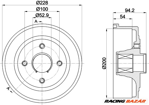 TEXTAR 94041100 - fékdob HOLDEN OPEL VAUXHALL 1. kép