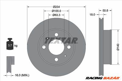 TEXTAR 92146803 - féktárcsa DODGE HYUNDAI INOKOM