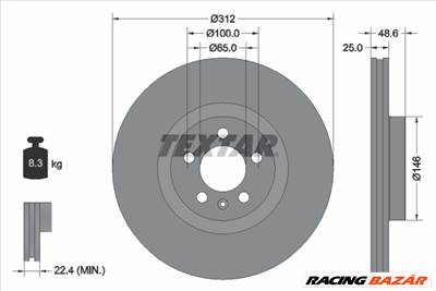 TEXTAR 92303303 - féktárcsa VW