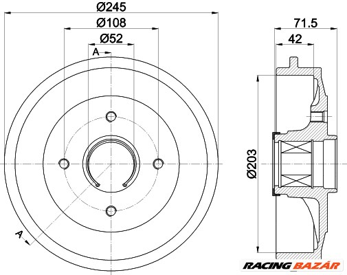 TEXTAR 94041200 - fékdob CITROËN CITROEN (DF-PSA) PEUGEOT 1. kép