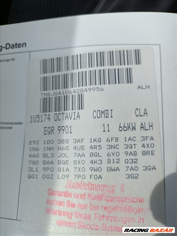 Skoda Octavia I Combi 1.9 TDI motor ALH kóddal, 216494km-el eladó alh19tdi skoda19tdi 5. kép