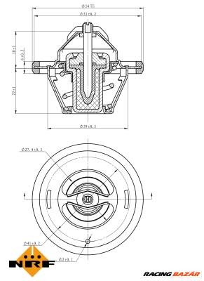 NRF 725066 - termosztát, hűtőfolyadék AUDI SEAT SKODA VW