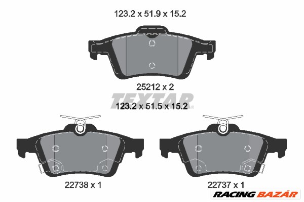 TEXTAR 2521204 - fékbetétkészlet, tárcsafék FORD FORD AUSTRALIA 1. kép