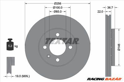 TEXTAR 92287003 - féktárcsa SEAT SKODA VW