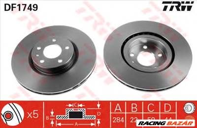 TRW DF1749 - féktárcsa ALFA ROMEO FIAT LANCIA OPEL VAUXHALL