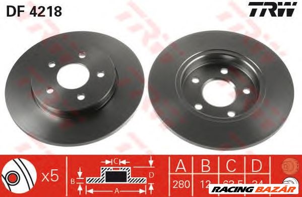 TRW DF4218 - féktárcsa FORD FORD (CHANGAN) FORD AUSTRALIA JAGUAR 1. kép