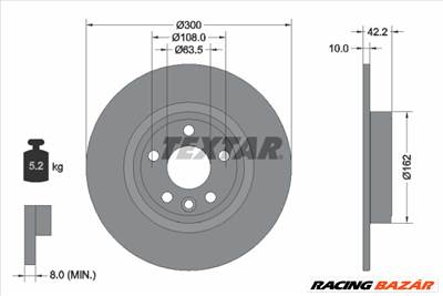 TEXTAR 92293803 - féktárcsa LAND ROVER LAND ROVER (CHERY)