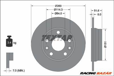 TEXTAR 92337703 - féktárcsa NISSAN RENAULT