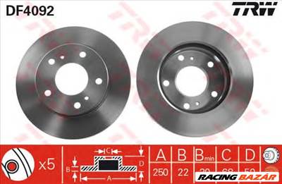 TRW DF4092 - féktárcsa NISSAN