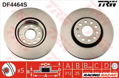 TRW DF4464S - féktárcsa AUDI AUDI (FAW) BUICK CUPRA SEAT SKODA SKODA (SVW ) VW VW (FAW) VW (SVW)