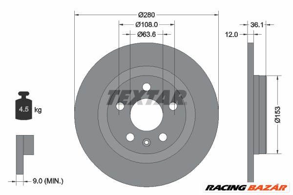 TEXTAR 92323803 - féktárcsa LYNK & CO VOLVO VOLVO ASIA 1. kép