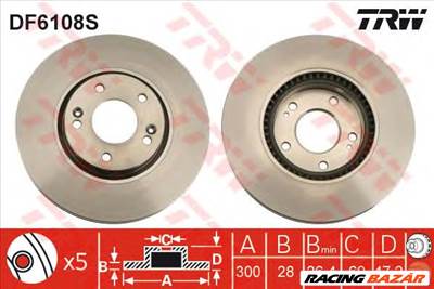 TRW DF6108S - féktárcsa HYUNDAI KIA