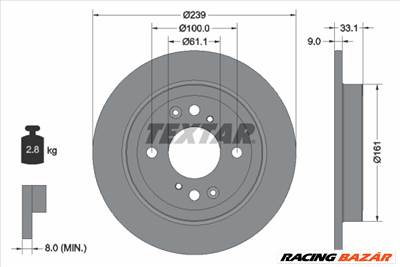 TEXTAR 92304403 - féktárcsa HONDA