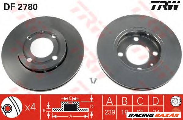 TRW DF2780 - féktárcsa SEAT VW 1. kép