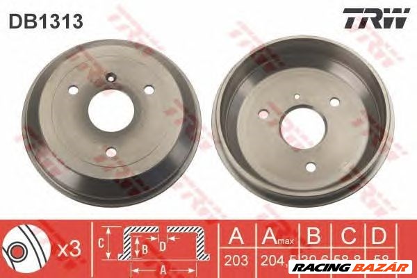 TRW DB1313 - fékdob SMART 1. kép