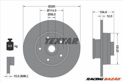 TEXTAR 92268903 - féktárcsa FIAT MITSUBISHI NISSAN OPEL RENAULT VAUXHALL