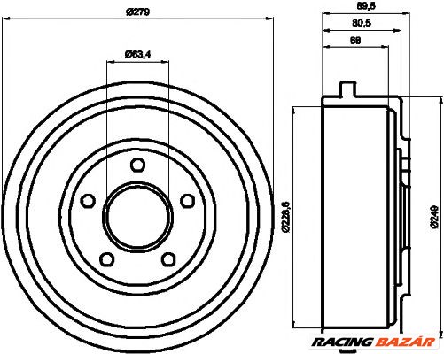 TEXTAR 94024400 - fékdob FORD 1. kép