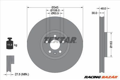 TEXTAR 92289805 - féktárcsa VOLVO VOLVO ASIA