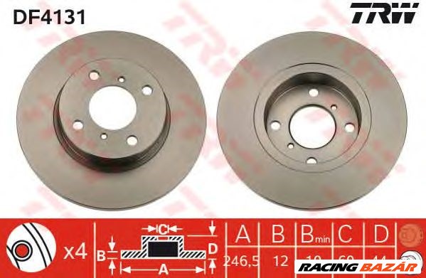 TRW DF4131 - féktárcsa MERCEDES-BENZ OPEL SUZUKI VAUXHALL 1. kép