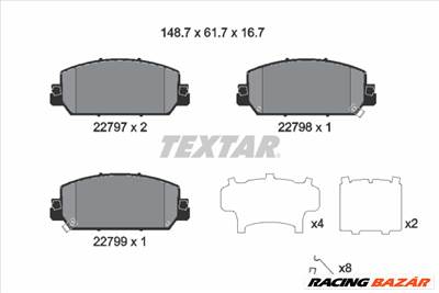 TEXTAR 2279701 - fékbetétkészlet, tárcsafék ACURA (GAC) HONDA HONDA (DONGFENG) HONDA (GAC)